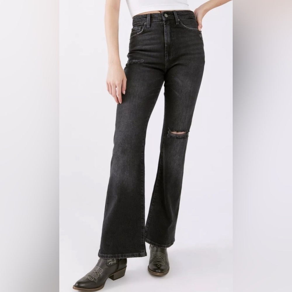 BDG stretch high rise flare black jeans, size 29